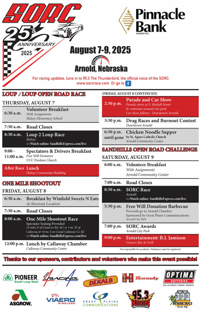 Sandhills Open Road Challenge Will Celebrate 25 Years August 7-9